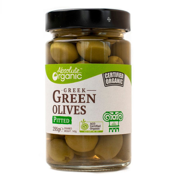Organic Greek Green Olives - Pitted 295g