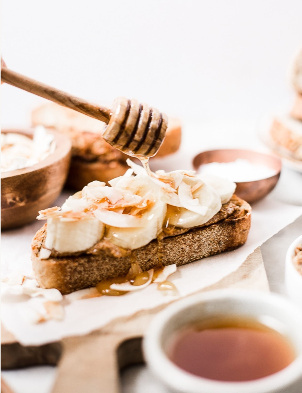 Nut Butter Gluten Free Toast With Banana And Toasted Coconut