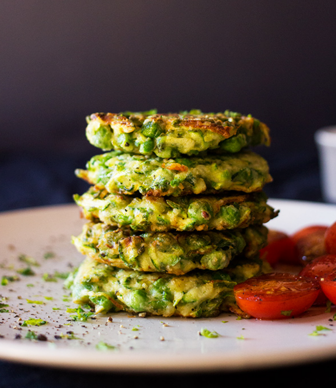 Zucchini & Pea Fritters with Mint Yoghurt