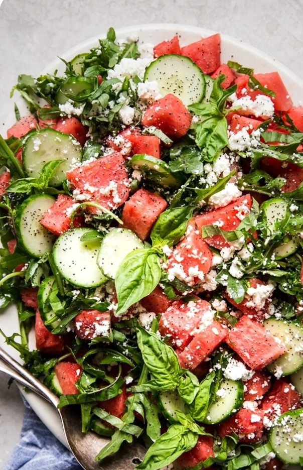 Zesty Cucumber, Watermelon & Mint Salad with Lime