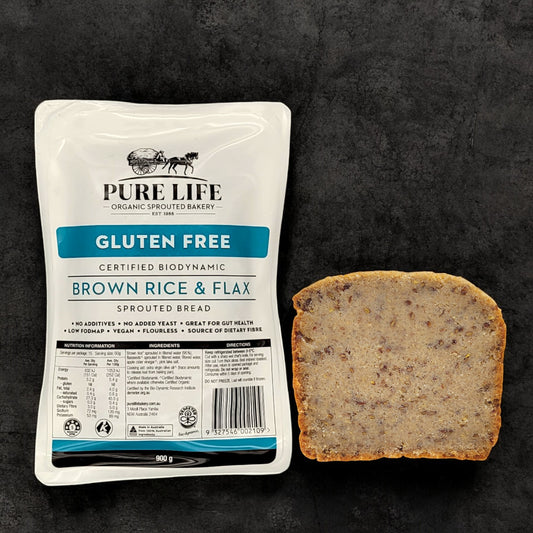 Pure Life Brown Rice and Flax Sprouted Bread (GF) - 900g - PRE-SLICED