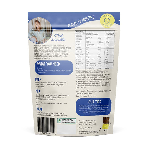 Food to Nourish Lunchbox Baking Mix - Chocolate Muffin 360g