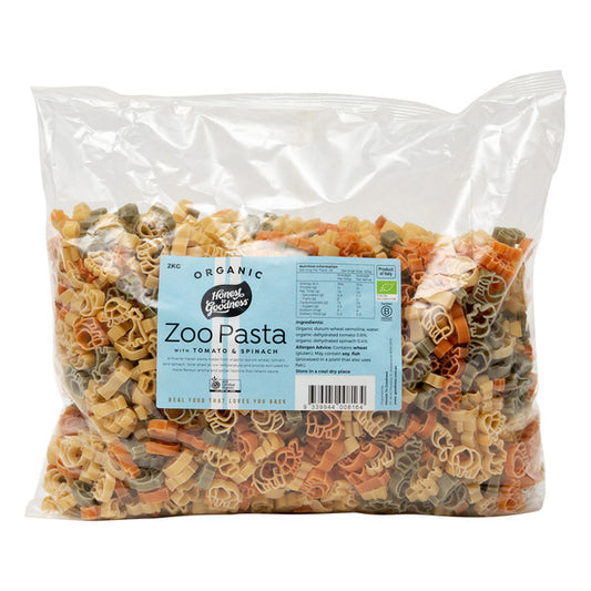 Organic Zoo Pasta with Tomato & Spinach 2KG