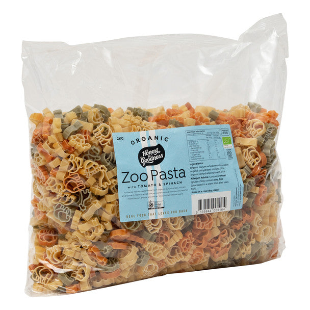 Organic Zoo Pasta with Tomato & Spinach 2KG