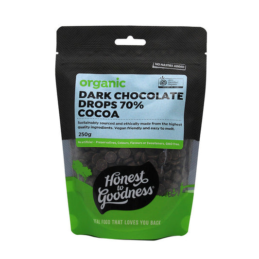Organic Dark Chocolate Drops 70% Cocoa 250g